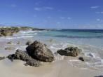 Coast with rocks and blue sky on Salt Cay, a Turks and Caicos island 
