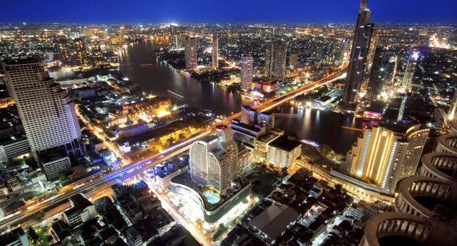City town at night, Bird eyes view from Sky Bar at Sirocco, Bangkok, Thailand; Shutterstock ID 88699183; Project/Title: Thailand; Downloader: Melanie Marin