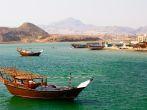 Old wooden ship in the harbor of Sur, Sultanate of Oman.