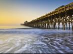 Folly Beach Pier Charleston SC Coast Atlantic Ocean Pastel Sunrise vacation destination scenics.