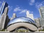 Chicago, Il. USA - April 19, 2012: Image of the Chicago Bean in Millennium Park. The formal name of the art piece is Cloud Gate.