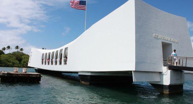 Picture of USS Arizona Memorial located at Pearl Harbor in Honolulu, Hawaii.