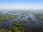 Aerial view of the Zambezi river